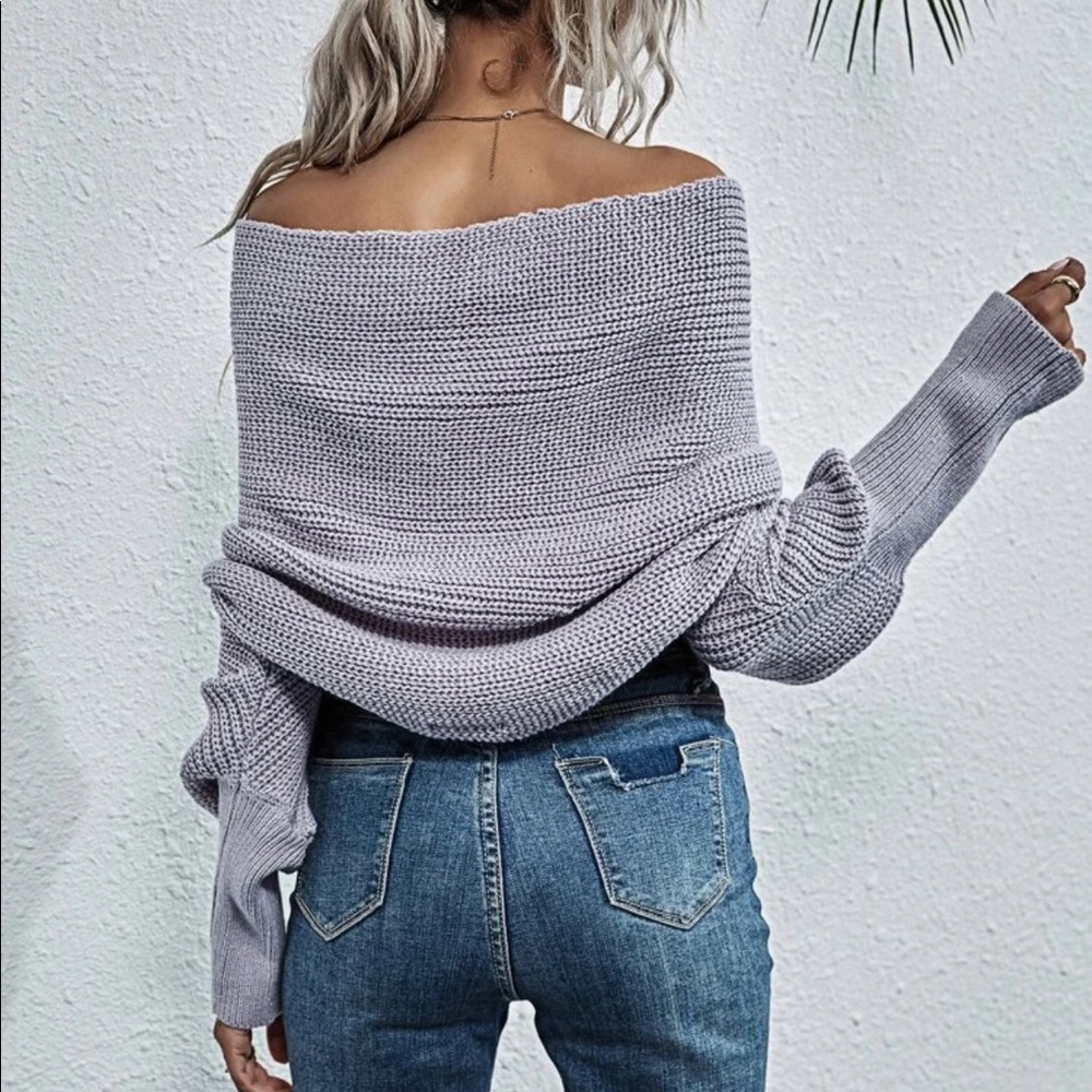 Off the shoulder knit wrap sweater WHITE - Picture 5 of 9